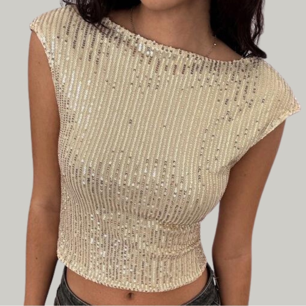 LIKE NEW Sequin Open Back Top